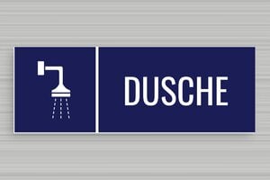 Schild Öffnungszeiten - Beschilderung Duschen - 210 x 75 mm - PVC - bleu-marine-blanc - glue - de-dusche-schild-004-3