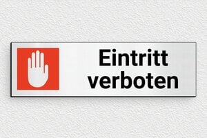 Verbotsschilder - Schild 'Betreten verboten' - 170 x 50 mm - PVC - gris-brosse-noir - glue - de-eintritt-verboten-013-1