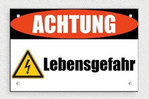 Elektroschilder - Schild 'Hochspannungskabel, Lebensgefahr' - 230 x 150 mm - PVC - custom - screws - de-elektro-schild-001-2