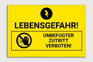 Elektroschilder - Gefahrenschild 'Gefahr des Todes' - 300 x 200 mm - PVC - jaune-noir - screws - de-elektro-schild-001-3