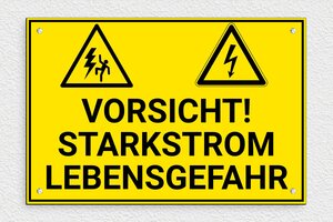 Elektroschilder - Schild 'Achtung Hochspannung' - 300 x 200 mm - PVC - jaune-noir - screws - de-elektro-schild-002-3