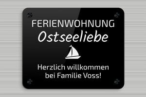 Haustürschilder - de-ferien-wohnung-schild-001-1 - 250 x 200 mm - noir-blanc - screws-caps - de-ferien-wohnung-schild-001-1