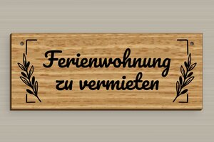 Ferienwohnung schild - Wegweiserschild zur Rezeption - 200 x 80 mm - Holz - chene - holes-only - de-ferien-wohnung-schild-002-1