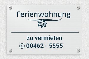 Ferienwohnung schild - de-ferien-wohnung-schild-002-3 - 300 x 200 mm - brosse - screws-caps - de-ferien-wohnung-schild-002-3