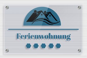 Ferienwohnung schild - de-ferien-wohnung-schild-002-4 - 400 x 250 mm - bleu - screws-spacer - de-ferien-wohnung-schild-002-4