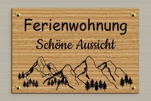 Ferienwohnung schild - Richtungsschild 'Schwimmbad, Jacuzzi, Bar' - 300 x 200 mm - Holz - chene - screws-caps - de-ferien-wohnung-schild-002-5