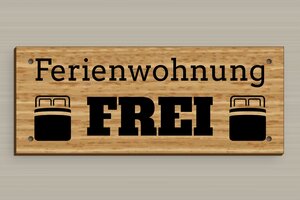 Schild pro branche - Wegweiserschild zur Rezeption - 200 x 80 mm - Holz - chene - holes-only - de-ferien-wohnung-schild-003-1