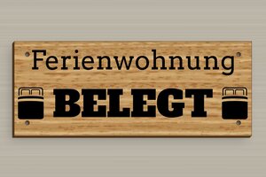 Schild pro branche - Wegweiserschild zur Rezeption - 200 x 80 mm - Holz - chene - holes-only - de-ferien-wohnung-schild-003-2