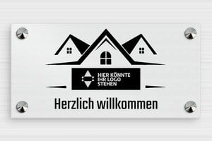 Haustürschilder - de-ferien-wohnung-schild-004-2 - 200 x 100 mm - brosse - screws-caps - de-ferien-wohnung-schild-004-2