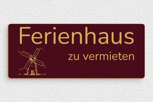 Ferienwohnung schild - Restaurantschild - 200 x 80 mm - PVC - bordeau-or - none - de-ferien-wohnung-schild-005-1