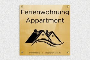 Ferienwohnung schild - de-ferien-wohnung-schild-005-2 - 300 x 300 mm - poli - screws-caps - de-ferien-wohnung-schild-005-2