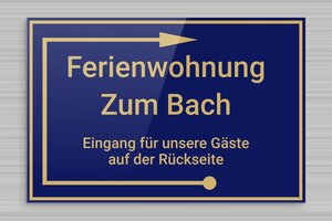 Schild pro branche - Empfangsschild - 300 x 200 mm - Plexiglas - bleu-or - none - de-ferien-wohnung-schild-005-5