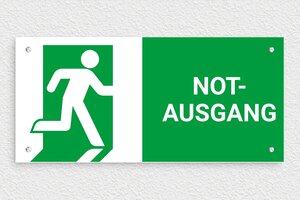 Sicherheitsschilder - Notausgangsschild - 300 x 140 mm - PVC - vert-blanc - screws - de-fluchtweg-schild-006-1