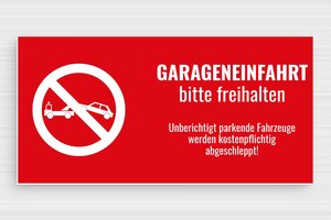 Verbotsschilder - Ausfahrtsschild für die Garage - 200 x 100 mm - PVC - rouge-blanc - glue - de-garagen-einfahrt-freihalten-003-1