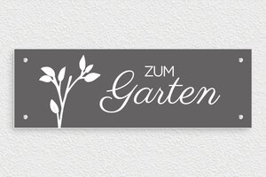 Gartenschilder - de-garten-schild-003-2 - 300 x 100 mm - gris-souris-blanc - screws - de-garten-schild-003-2