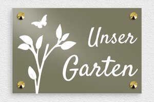 Gartenschilder - de-garten-schild-032-1 - 210 x 140 mm - taupe - screws-caps - de-garten-schild-032-1