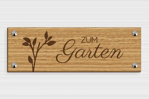 Gartenschilder aus holz - de-garten-schild-holz-002-4 - 300 x 100 mm - chene - screws-caps - de-garten-schild-holz-002-4