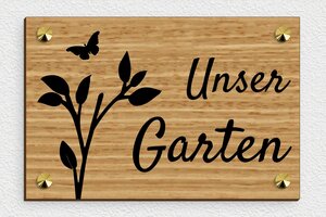 Gartenschilder aus holz - de-garten-schild-holz-004-2 - 210 x 140 mm - chene - screws-caps - de-garten-schild-holz-004-2