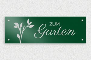 Schild pro branche - de-garten-schild-metall-002-2 - 300 x 100 mm - vert-nopaint - screws - de-garten-schild-metall-002-2