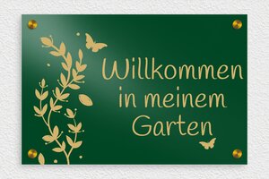 Gartenschilder metall - de-garten-schild-metall-005-2 - 300 x 200 mm - vert-or - screws-caps - de-garten-schild-metall-005-2