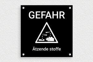 Warnschilder - Schild 'Gefahr durch ätzende Stoffe' - 150 x 150 mm - PVC - noir-blanc - screws - de-gefahr-atzende-stoffe-002-2