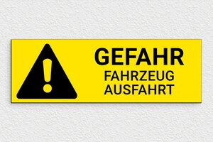 Warnschilder - Schild 'Gefahr, Fahrzeuge fahren aus' - 300 x 100 mm - PVC - jaune-noir - glue - de-gefahr-ausfahrt-005-3