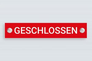 Schild Öffnungszeiten - Schild 'Geschäft geschlossen' - 240 x 45 mm - PVC - rouge-blanc - suction-cup - de-geschlossen-schild-geschafft-002-3