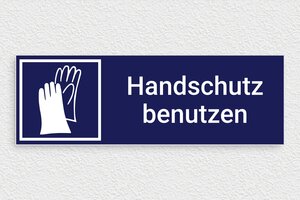 Schild pro branche - Schild 'Tragen von Schutzhandschuhen ist Pflicht' - 300 x 100 mm - PVC - bleu-marine-blanc - glue - de-hand-schutz-benutzen-schild-001-3