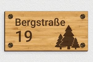 Türschild aus Holz - de-haus-adresse-schild-015-1 - 210 x 100 mm - bambou - screws-caps - de-haus-adresse-schild-015-1