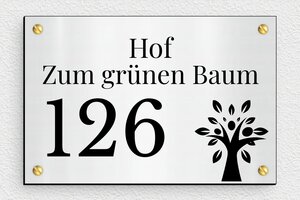 Edelstahl hausnummernschild - de-haus-nummer-schild-edelstahl-001-5 - 150 x 100 mm - gris-brosse-noir - screws - de-haus-nummer-schild-edelstahl-001-5