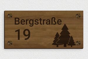 Hausnummernschild holz - de-haus-nummer-schild-holz-002-2 - 210 x 100 mm - noyer - screws-caps - de-haus-nummer-schild-holz-002-2