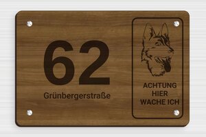 Hausnummernschild holz - de-haus-nummer-schild-holz-003-2 - 210 x 140 mm - noyer - screws - de-haus-nummer-schild-holz-003-2