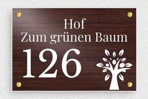 Hausnummernschild holz - de-haus-nummer-schild-holz-003-4 - 150 x 100 mm - noyer-blanc - screws - de-haus-nummer-schild-holz-003-4