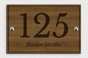 Hausnummernschild holz - de-haus-nummer-schild-holz-004-2 - 210 x 140 mm - noyer - screws-caps - de-haus-nummer-schild-holz-004-2