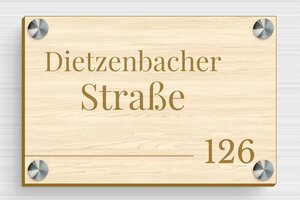 Hausnummernschild holz - de-haus-nummer-schild-holz-004-4 - 150 x 100 mm - erable - screws-spacer - de-haus-nummer-schild-holz-004-4