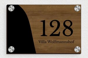 Hausnummernschild holz - de-haus-nummer-schild-holz-005-1 - 150 x 100 mm - noyer - screws-caps - de-haus-nummer-schild-holz-005-1