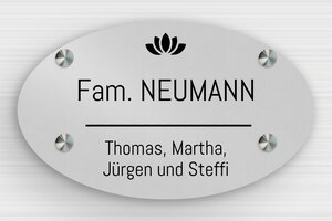 Türschild aus Aluminium - Ovales Schild "Behandlung läuft" - 200 x 120 mm - Aluminium - anodise-noir - screws-spacer - de-haus-tur-schild-alu-001-1