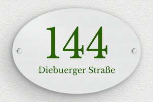 Türschild aus Aluminium - de-haus-tur-schild-alu-001-3 - 150 x 100 mm - naturel-brosse-vert - screws - de-haus-tur-schild-alu-001-3