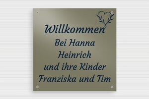 Türschild aus Aluminium - de-haus-tur-schild-alu-002-4 - 150 x 150 mm - bronze-bleu - holes-only - de-haus-tur-schild-alu-002-4