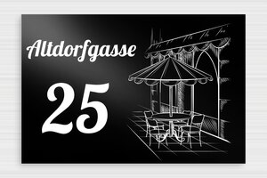 Türschild aus Aluminium - Dekoschild '36 Quai des Orfèvres' - 300 x 200 mm - Aluminium - noir-blanc - glue - de-haus-tur-schild-alu-004-2