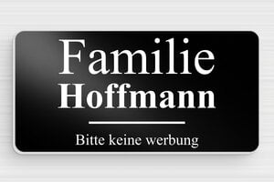 Namensschilder Haustür - Aluminium - 100 x 50 mm - noir-blanc - glue - de-haus-tur-schild-alu-007-3