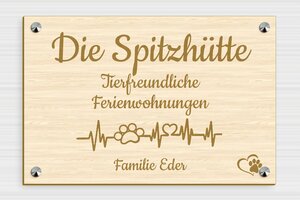 Türschild aus Holz - de-haus-tur-schild-holz-001-1 - 300 x 200 mm - erable - screws-caps - de-haus-tur-schild-holz-001-1