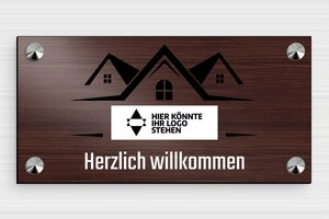 Türschild aus Holz - de-haus-tur-schild-holz-001-2 - 200 x 100 mm - noyer-blanc - screws-caps - de-haus-tur-schild-holz-001-2