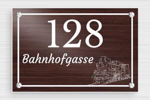 Türschild aus Holz - de-haus-tur-schild-holz-003-2 - 150 x 100 mm - noyer-blanc - screws - de-haus-tur-schild-holz-003-2