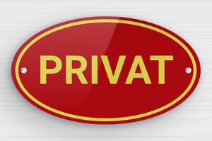 Türschild aus Plexiglas - Ovales Schild 'Privatbesitz' - 210 x 120 mm - Plexiglas - rouge-jaune - screws - de-haus-tur-schild-plexi-002-4