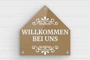 Türschild aus Plexiglas - Holzschild 'Willkommen bei uns' für die Tür - 250 x 250 mm - Plexiglas - custom - screws-caps - de-haus-tur-schild-plexi-003-3