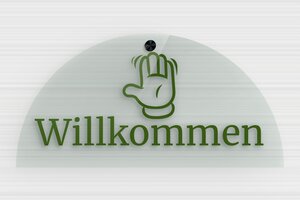 Türschild aus Transparentes Plexiglas - PVC-Türschild 'Willkommen' - 300 x 150 mm - Transparentes Plexi Grün - vert - screws-caps - de-haus-tur-schild-plexi-trans-004-4