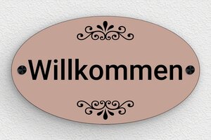 Türschild aus Preiswertes PVC - Ovales Willkommensschild - 260 x 150 mm - PVC - custom - screws-caps - de-haus-tur-schild-pvc-001-3