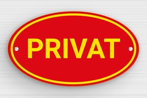 Türschild aus Preiswertes PVC - Ovales Schild 'Privatbesitz' - 210 x 120 mm - PVC - rouge-jaune - screws - de-haus-tur-schild-pvc-002-1