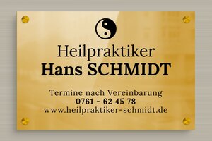 Praxisschild heilpraktiker - de-heilpraktiker-009-1 - 300 x 200 mm - poli - screws-spacer - de-heilpraktiker-009-1